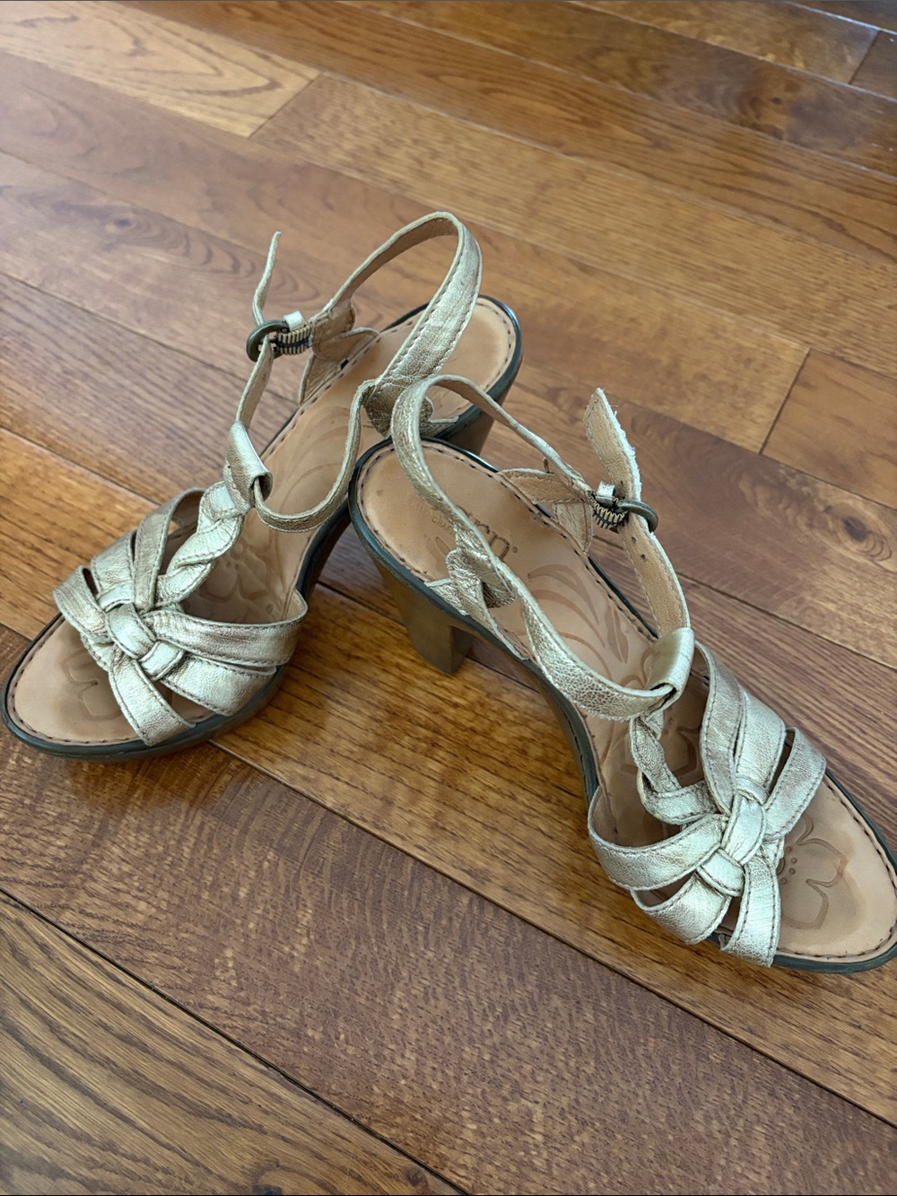 Born Metallic Gold Knotted Strappy Heels